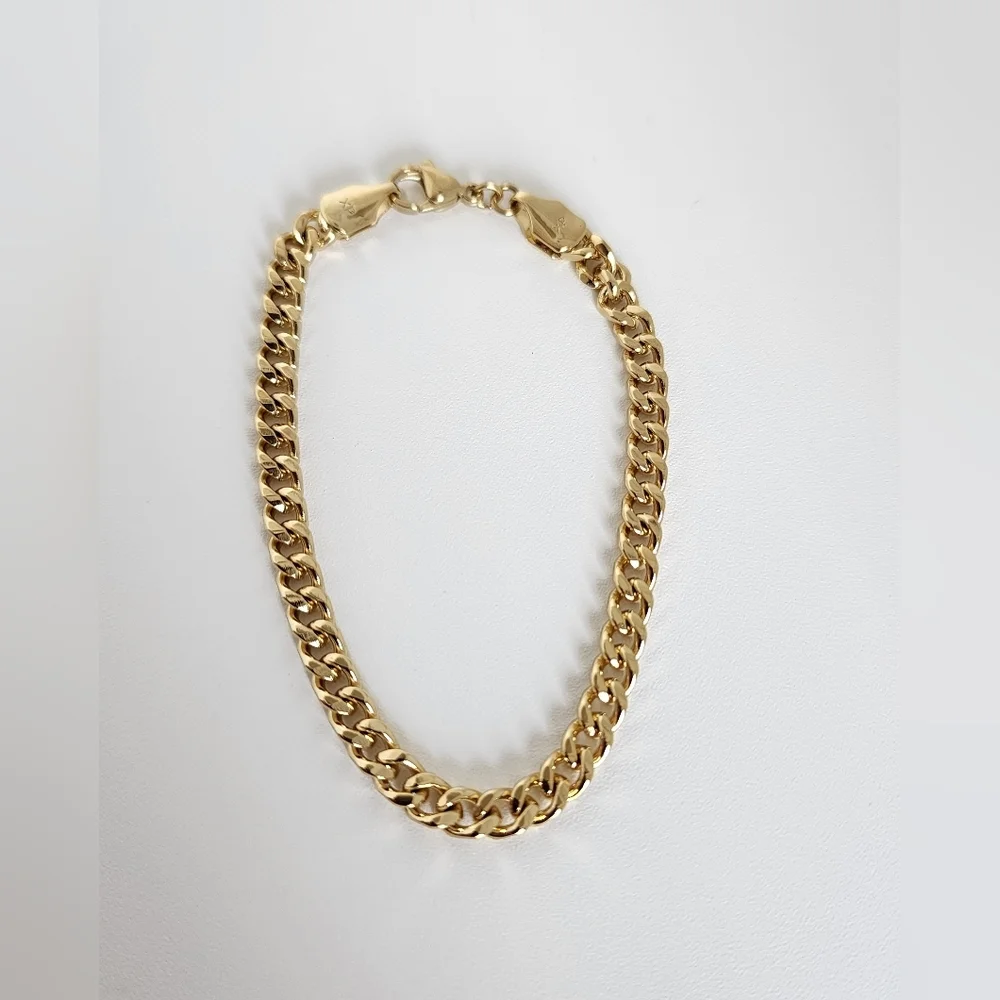 14K Gold Plated Cuban Link Bracelet | Unisex Chain Bracelet | Minimal Gold Chain